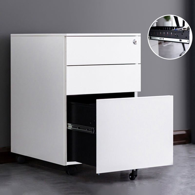 Contemporary File Cabinets Steel Frame Electronic Lock Vertical File Cabinet with Wheels