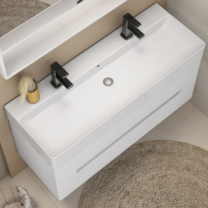 Modern Wooden Sink Vanity White Wall Mount Bathroom Vanity Cabinet with Mirror