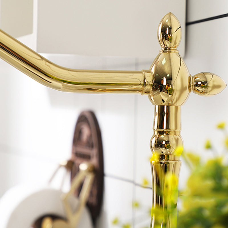 Luxury Centerset Lavatory Faucet Lever Handles Gooseneck Arc Solid Brass Faucet