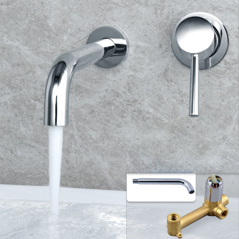 Industrial Wall Mounted Bathroom Faucet Lever Handles Solid Brass Circular Faucet