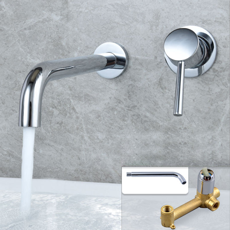 Industrial Wall Mounted Bathroom Faucet Lever Handles Solid Brass Circular Faucet