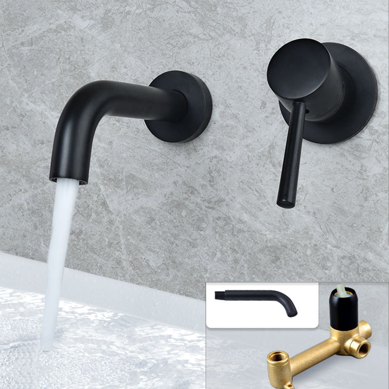 Industrial Wall Mounted Bathroom Faucet Lever Handles Solid Brass Circular Faucet