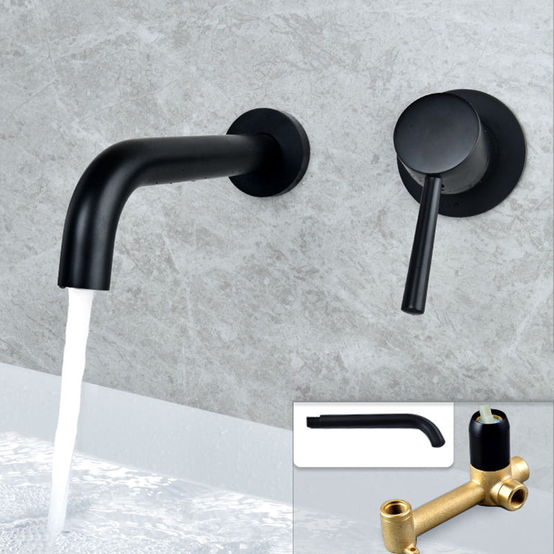 Industrial Wall Mounted Bathroom Faucet Lever Handles Solid Brass Circular Faucet