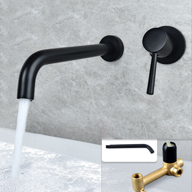 Industrial Wall Mounted Bathroom Faucet Lever Handles Solid Brass Circular Faucet