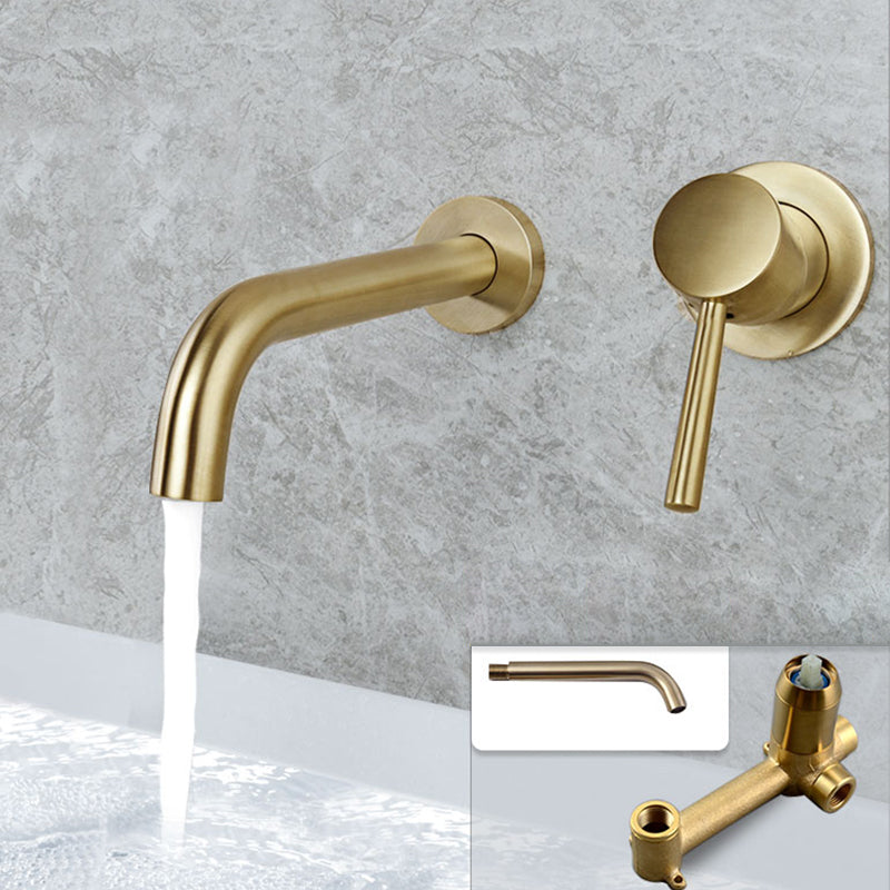 Industrial Wall Mounted Bathroom Faucet Lever Handles Solid Brass Circular Faucet