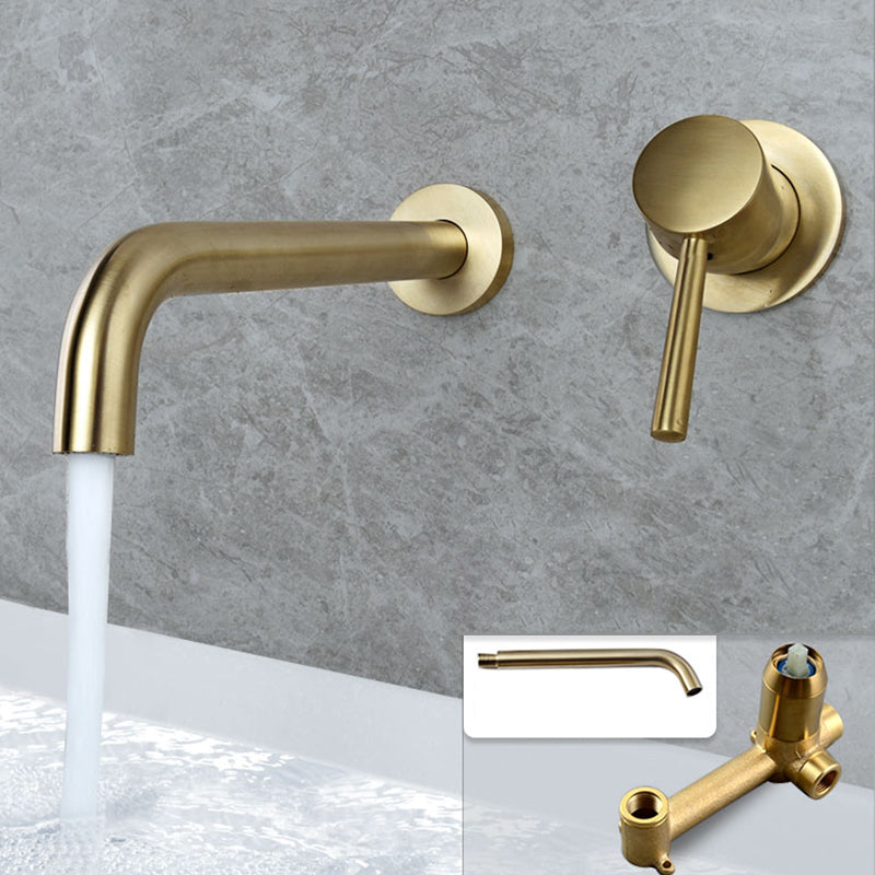 Industrial Wall Mounted Bathroom Faucet Lever Handles Solid Brass Circular Faucet