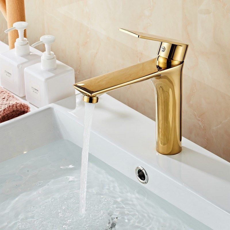 Glam Vessel Sink Faucet Brass Lever Handles with Water Hose Basin Lavatory Faucet