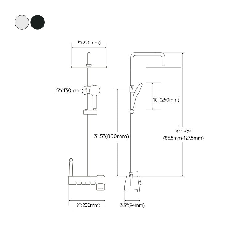 Wall Mounted Shower Adjustable Arm Shower Faucet Metal Shower System with Slide Bar