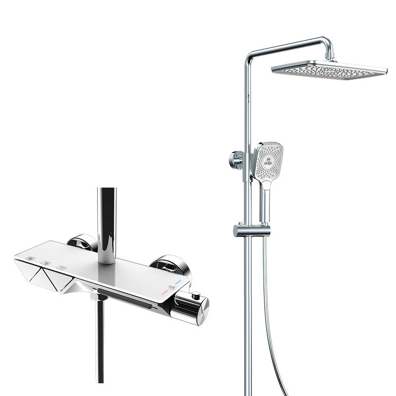 Wall Mounted Modern Square Metal Shower Adjustable Shower Head Shower Faucet