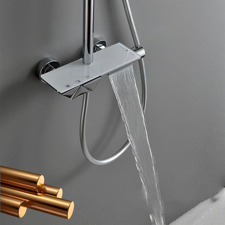Wall Mounted Modern Square Metal Shower Adjustable Shower Head Shower Faucet