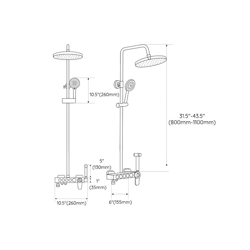 Adjustable Spray Pattern Shower Combo Metal Arm Shower Faucet  Arm Shower Head
