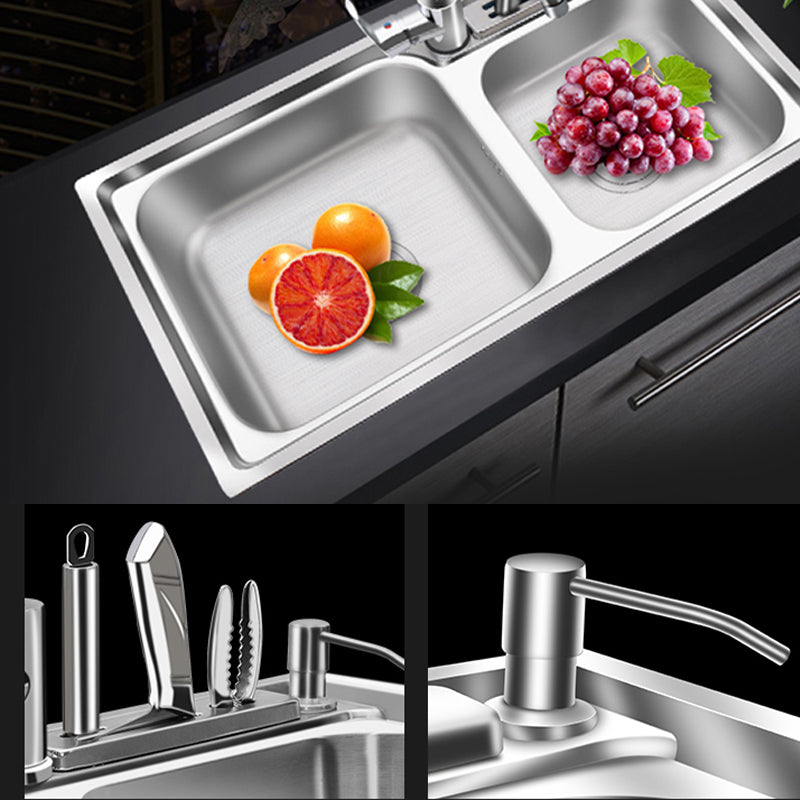 Modern Style Kitchen Sink Stainless Steel 2 Holes Drop-In Kitchen Sink