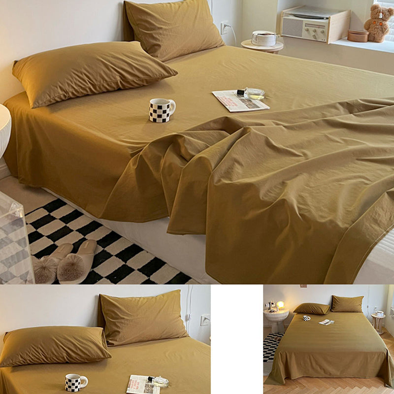 Solid Color Sheet Set Fade Resistant Cotton Breathable Bed Sheets