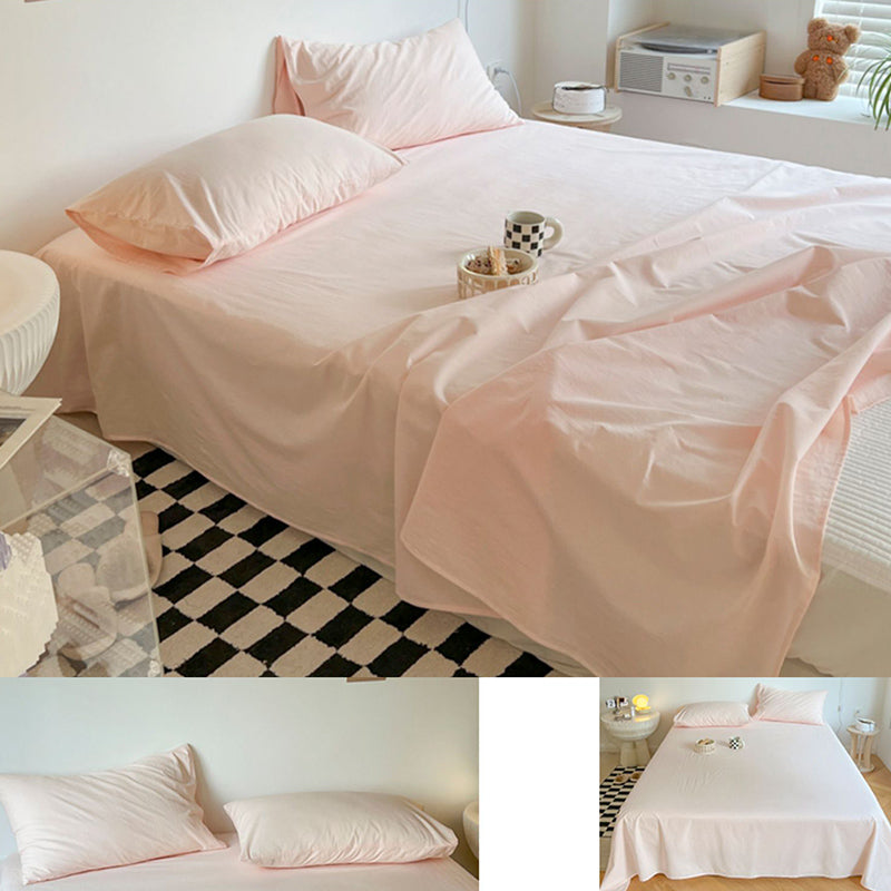 Solid Color Sheet Set Fade Resistant Cotton Breathable Bed Sheets