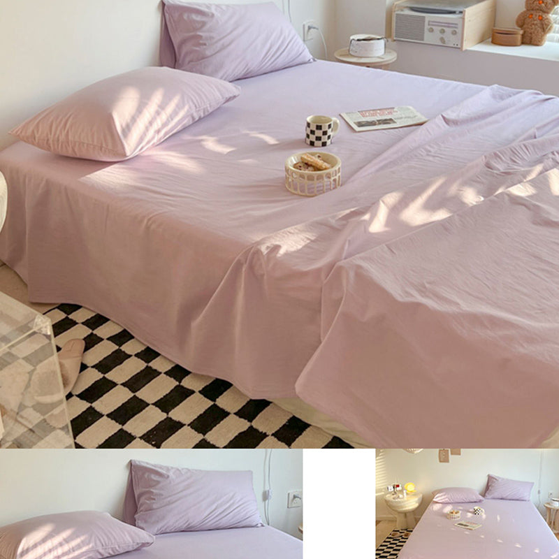 Solid Color Sheet Set Fade Resistant Cotton Breathable Bed Sheets