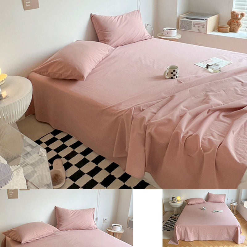 Solid Color Sheet Set Fade Resistant Cotton Breathable Bed Sheets