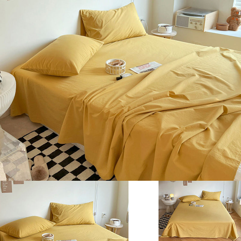 Solid Color Sheet Set Fade Resistant Cotton Breathable Bed Sheets