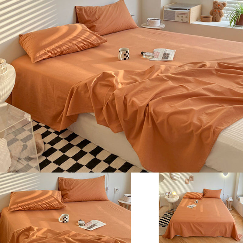 Solid Color Sheet Set Fade Resistant Cotton Breathable Bed Sheets