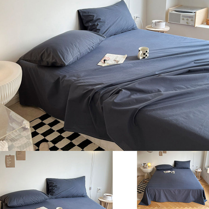 Solid Color Sheet Set Fade Resistant Cotton Breathable Bed Sheets