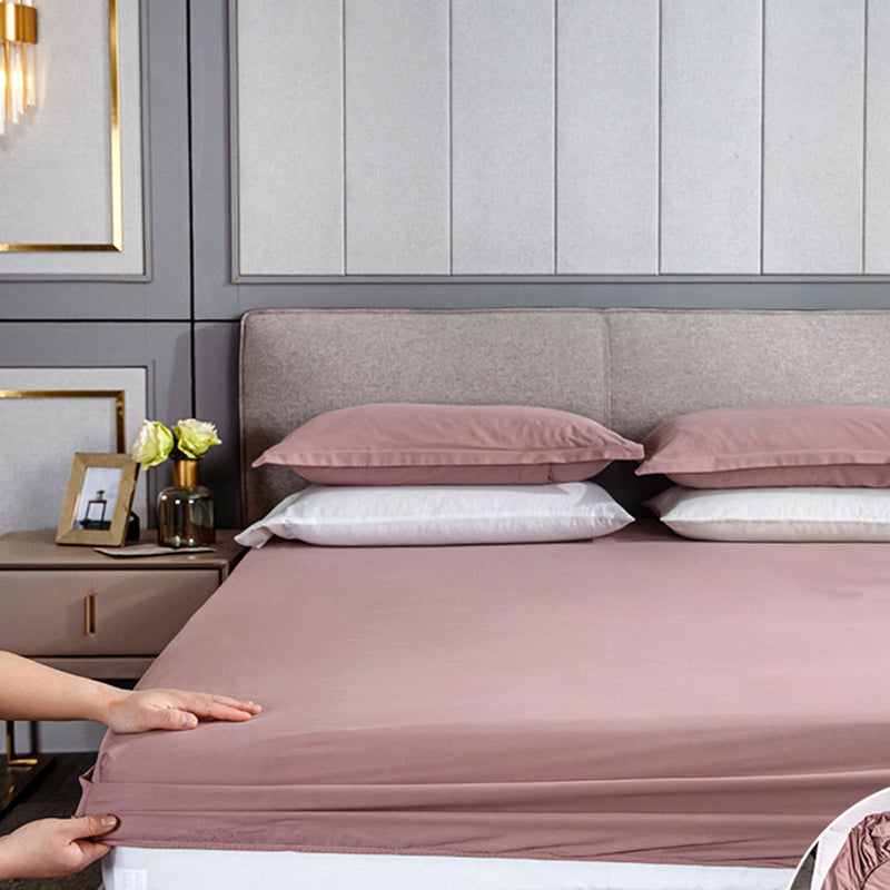 Cotton Bed Sheet 3-Piece Grid Fade Resistant Sheet Set in Pink