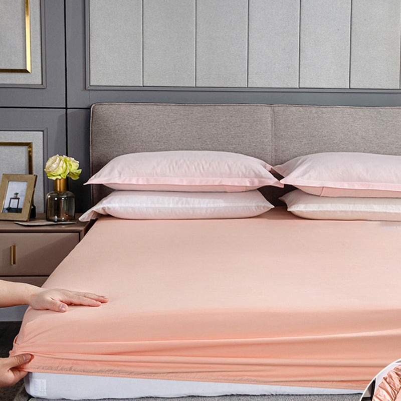 Cotton Bed Sheet 3-Piece Grid Fade Resistant Sheet Set in Pink