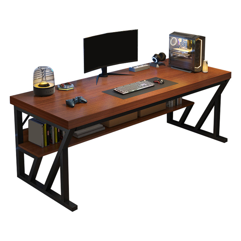 Contemporary Wood Office Desk Rectangular Writing Desk with Shelf