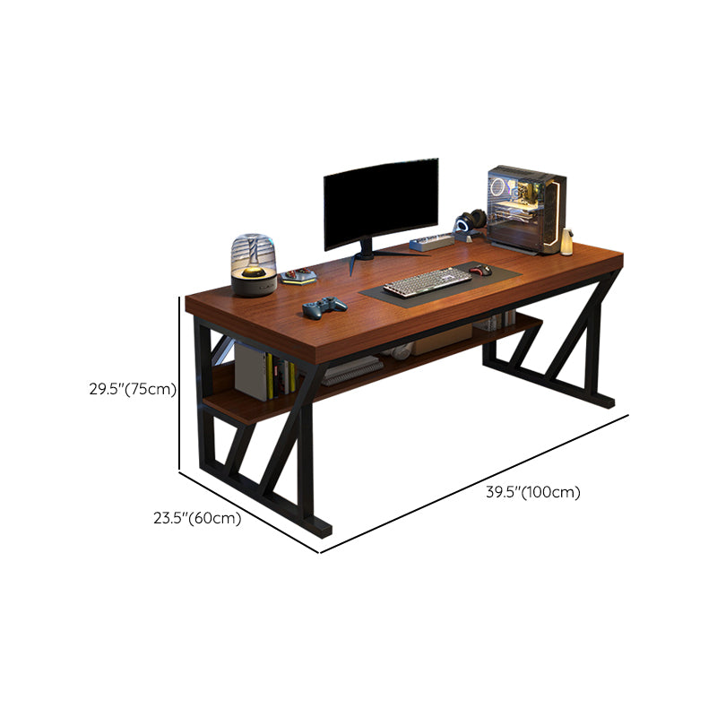 Contemporary Wood Office Desk Rectangular Writing Desk with Shelf