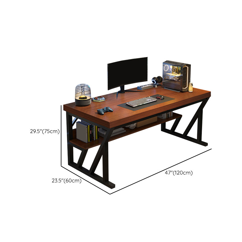 Contemporary Wood Office Desk Rectangular Writing Desk with Shelf