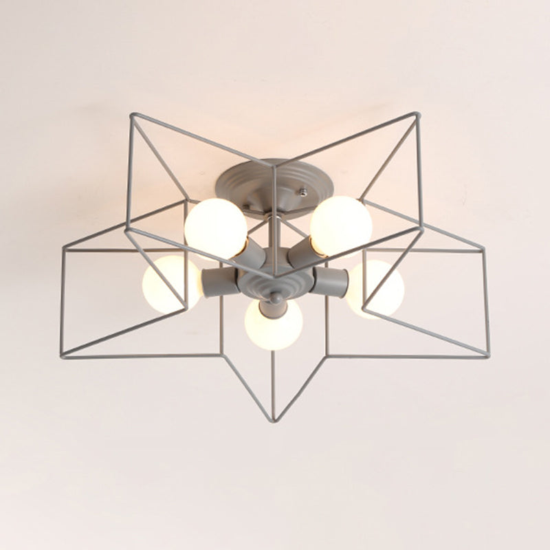 Modern Star Shape Flush Mount Light Fixtures 5 Light Flush Mount Ceiling Light