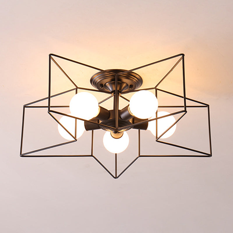 Modern Star Shape Flush Mount Light Fixtures 5 Light Flush Mount Ceiling Light