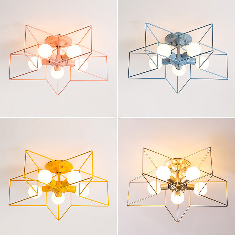 Modern Star Shape Flush Mount Light Fixtures 5 Light Flush Mount Ceiling Light