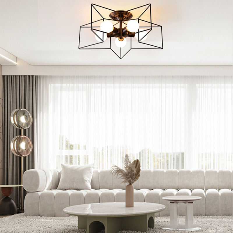 Modern Star Shape Flush Mount Light Fixtures 5 Light Flush Mount Ceiling Light