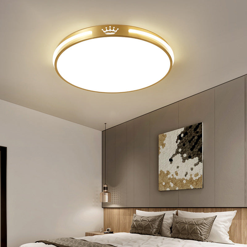 Modern Flush Mount Light Fixtures 1 Light Flush Mount Ceiling Light in Gold Finish