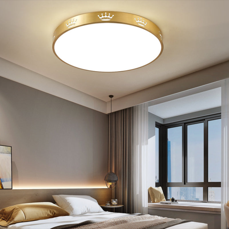 Modern Flush Mount Light Fixtures 1 Light Flush Mount Ceiling Light in Gold Finish