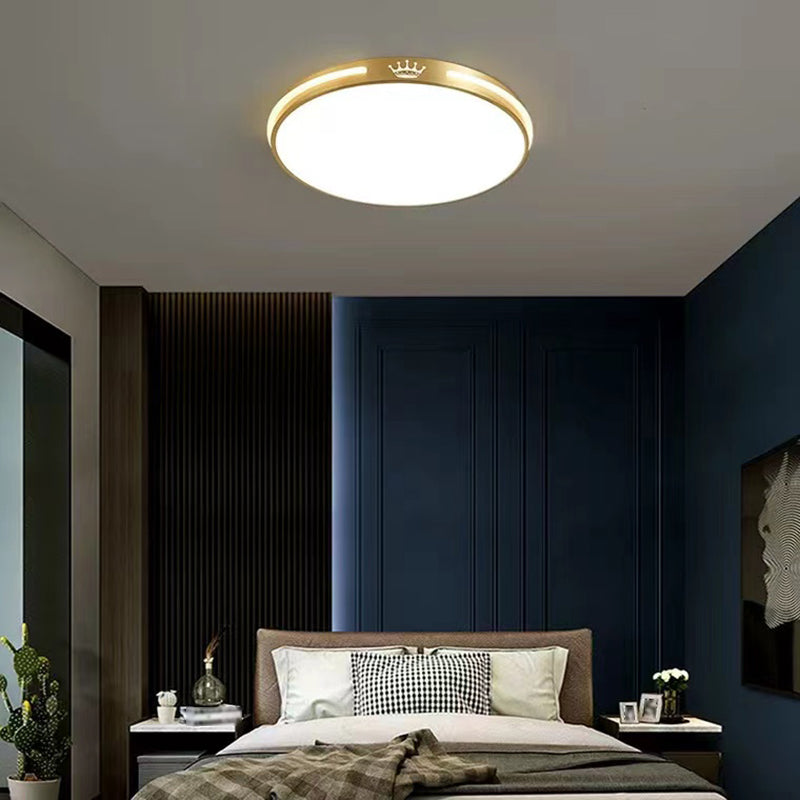 Modern Flush Mount Light Fixtures 1 Light Flush Mount Ceiling Light in Gold Finish