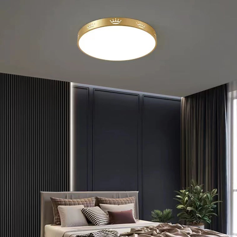 Modern Flush Mount Light Fixtures 1 Light Flush Mount Ceiling Light in Gold Finish