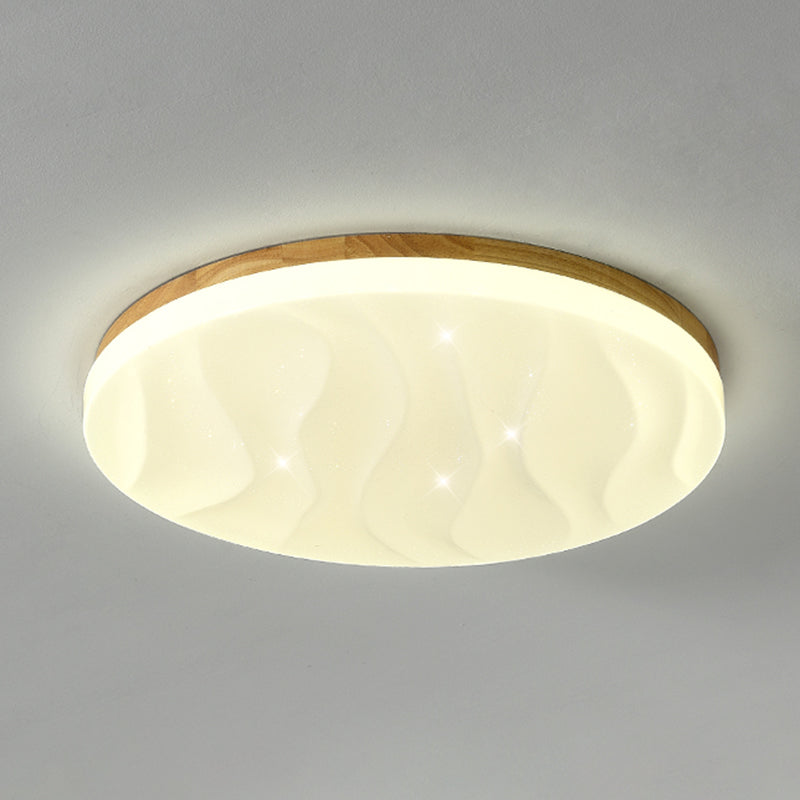 Modern LED Wood Flush Mount Geometric Shape Ceiling Light with Acrylic Shade for Study