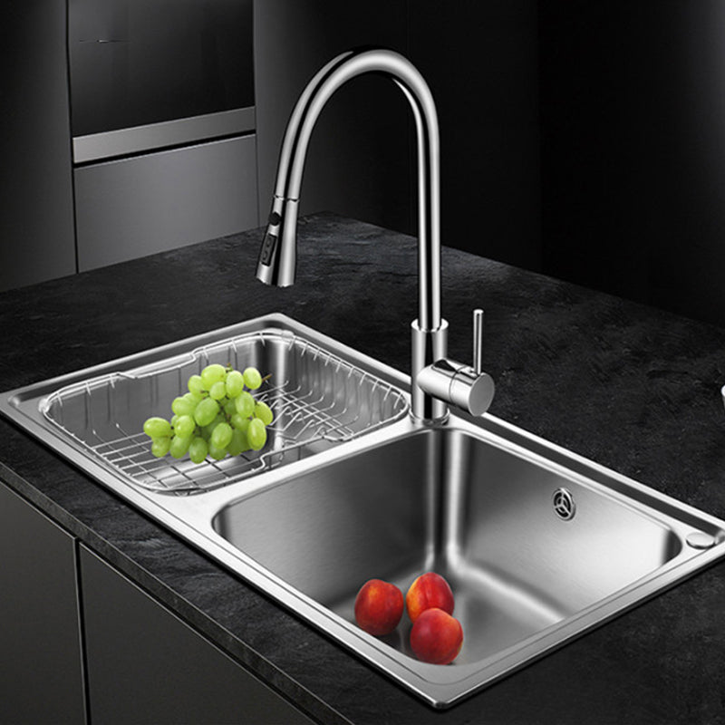 Classic Style Kitchen Sink Stainless Steel 1 Holes Kitchen Sink with Drain Strainer Kit