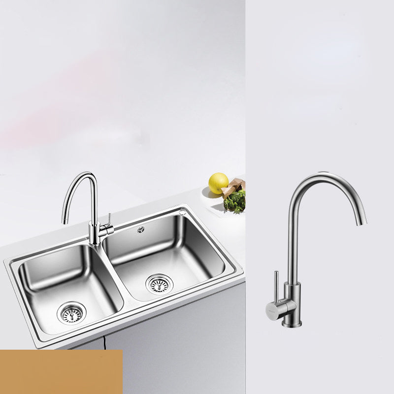 Classic Style Kitchen Sink Stainless Steel 1 Holes Kitchen Sink with Drain Strainer Kit