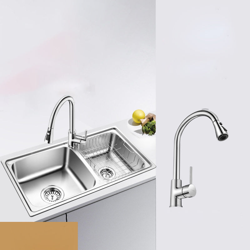 Classic Style Kitchen Sink Stainless Steel 1 Holes Kitchen Sink with Drain Strainer Kit