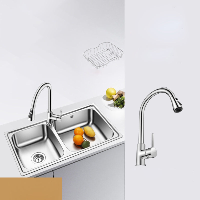 Classic Style Kitchen Sink Stainless Steel 1 Holes Kitchen Sink with Drain Strainer Kit