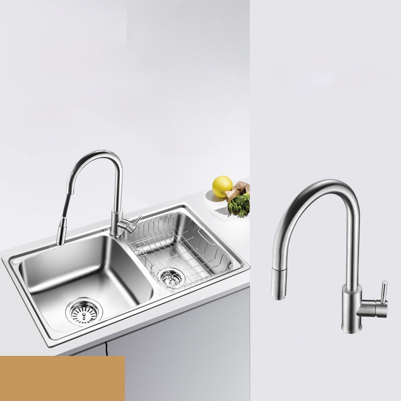 Classic Style Kitchen Sink Stainless Steel 1 Holes Kitchen Sink with Drain Strainer Kit