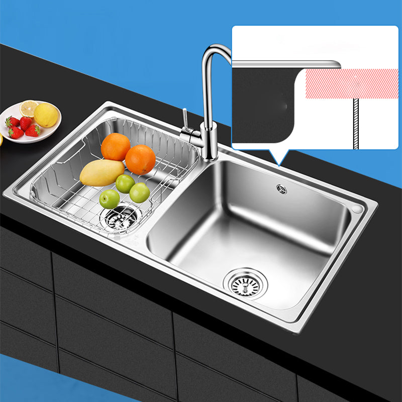 Classic Style Kitchen Sink Stainless Steel 1 Holes Kitchen Sink with Drain Strainer Kit