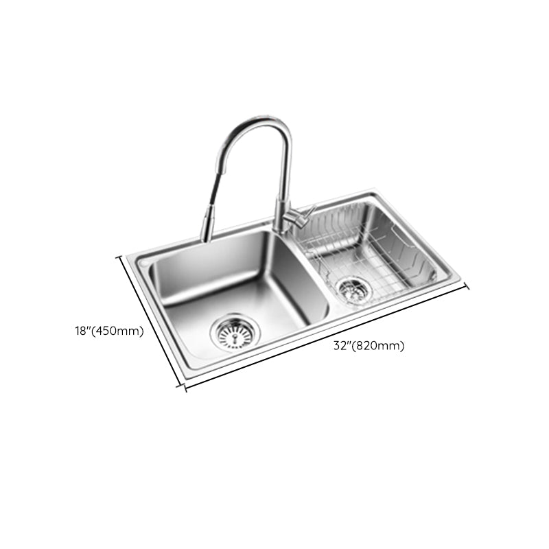 Classic Style Kitchen Sink Stainless Steel 1 Holes Kitchen Sink with Drain Strainer Kit