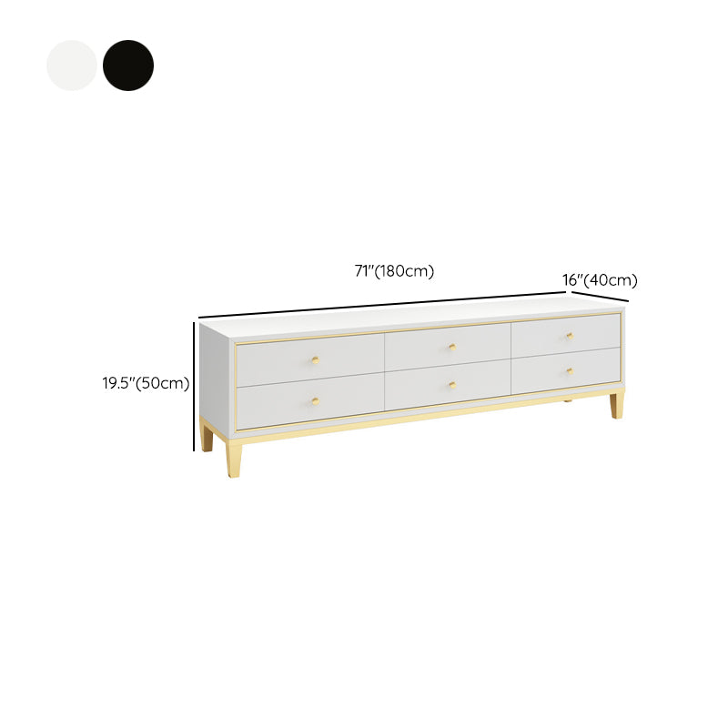 Glass TV Media Console Enclosed Storage TV Stand with Drawers