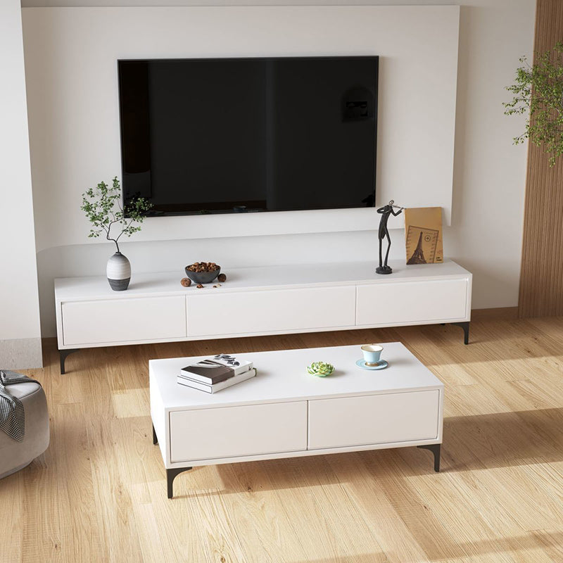 Modern Wood TV Stand Console Floating White TV Media Stand for Living Room