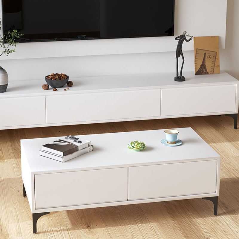 Modern Wood TV Stand Console Floating White TV Media Stand for Living Room