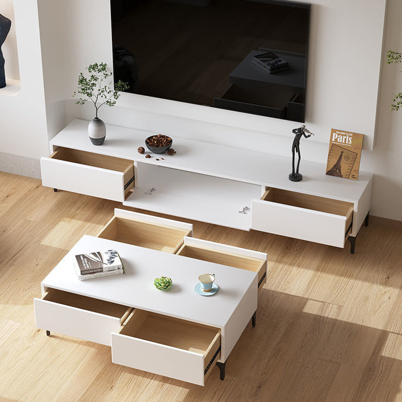 Modern Wood TV Stand Console Floating White TV Media Stand for Living Room