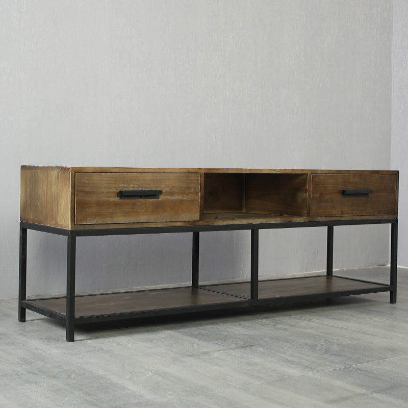 Industrial TV Media Console Solid Wood TV Stand with Drawers