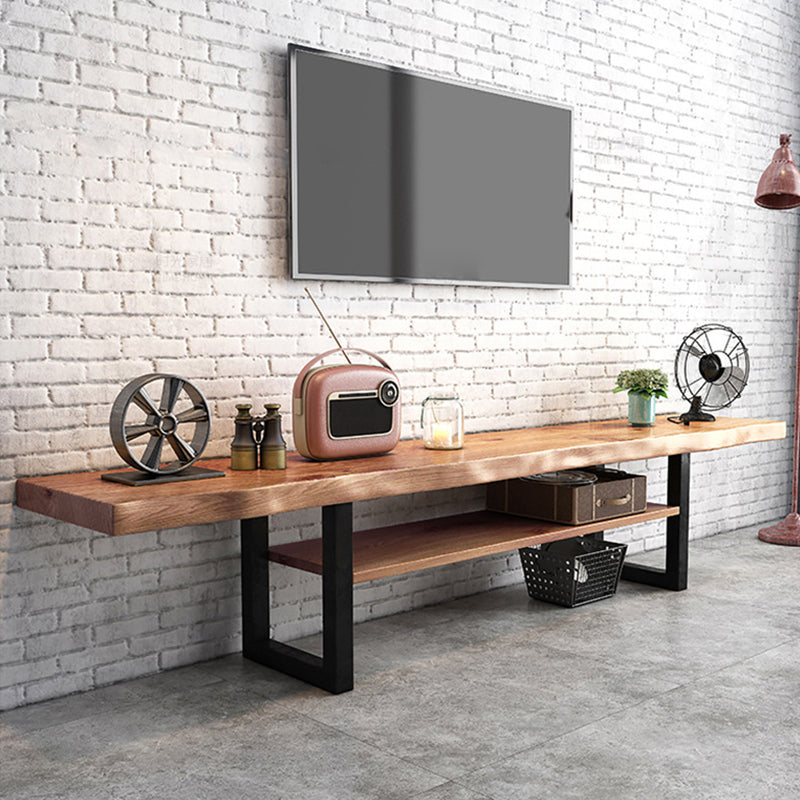 Industrial Wood TV Stand Console Open Storage TV Media Stand for Living Room